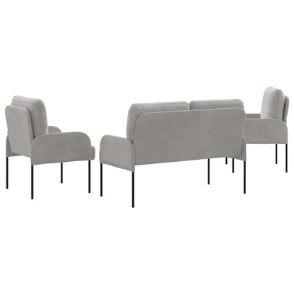 Set divani con cuscino 3 pcs Grigio chiaro 115 x 56 x 80 cm | homemem39