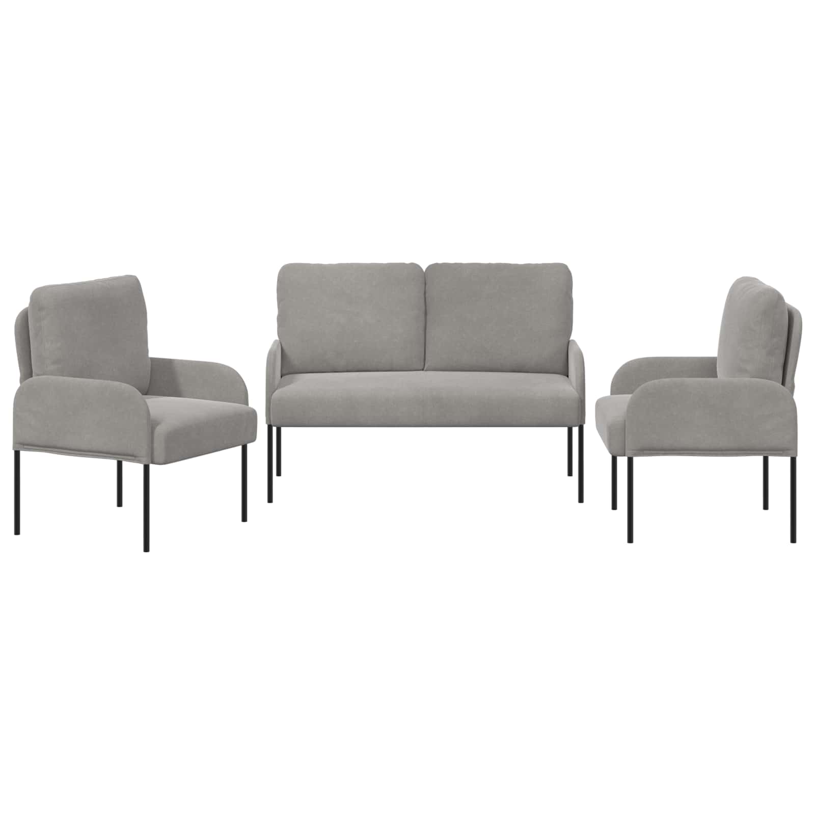 Set divani con cuscino 3 pcs Grigio chiaro 115 x 56 x 80 cm | homemem39