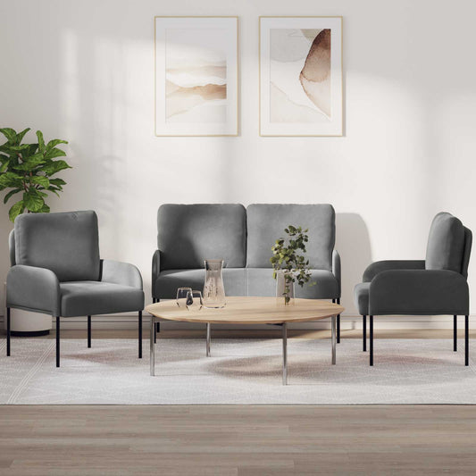 Set divani 3 pcs Grigio scuro 115 x 56 x 80 cm Legno compensato | homemem39