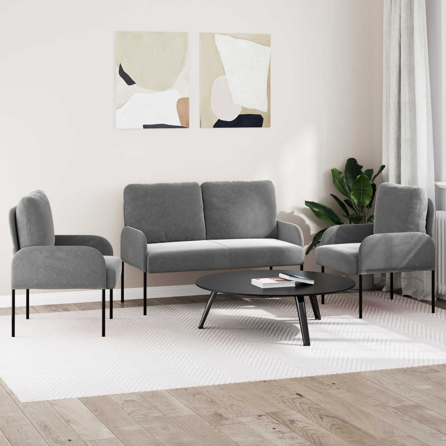 Set divani 3 pcs Grigio scuro 115 x 56 x 80 cm Legno compensato | homemem39