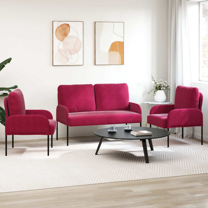 Set divani 3 pcs Rosso Vino 115 x 56 x 80 cm Legno compensato | homemem39