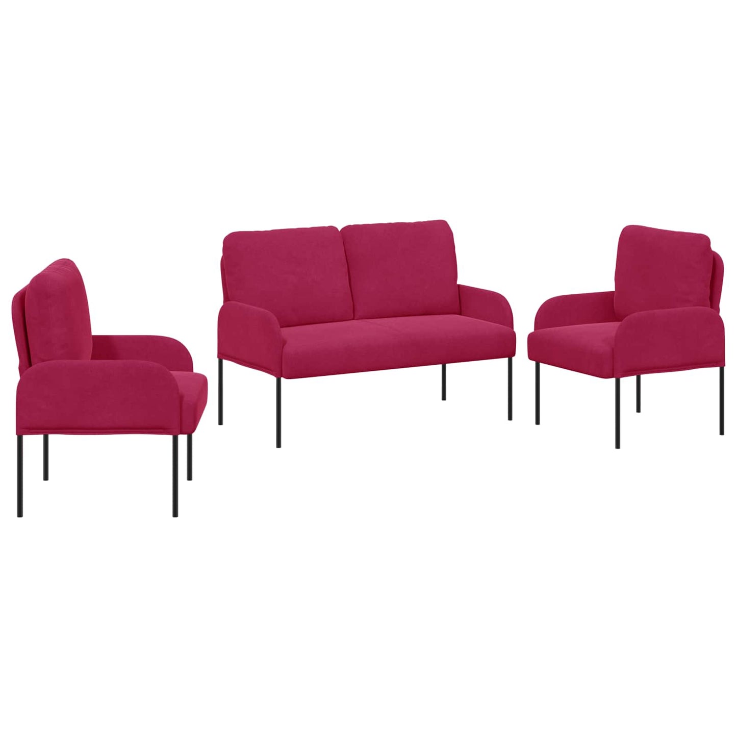 Set divani 3 pcs Rosso Vino 115 x 56 x 80 cm Legno compensato | homemem39