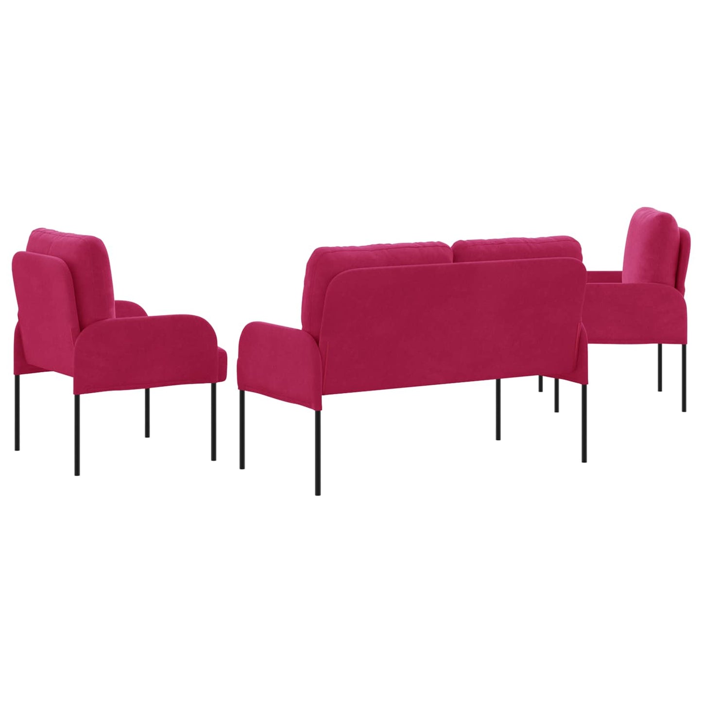 Set divani 3 pcs Rosso Vino 115 x 56 x 80 cm Legno compensato | homemem39