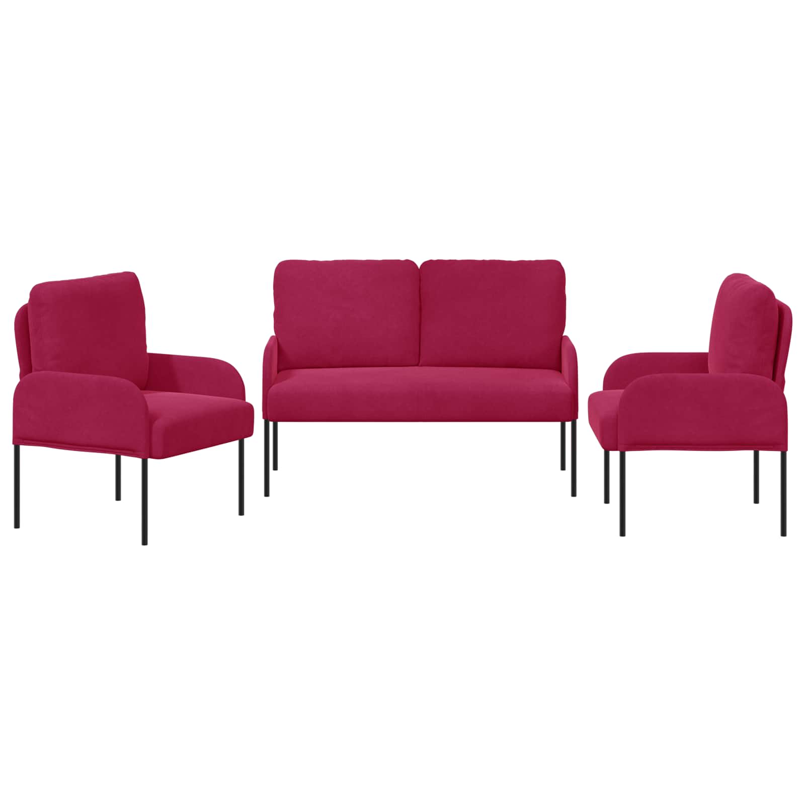 Set divani 3 pcs Rosso Vino 115 x 56 x 80 cm Legno compensato | homemem39