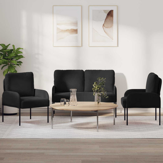 Set divani 3 pcs Nero 115 x 56 x 80 cm Legno compensato | homemem39