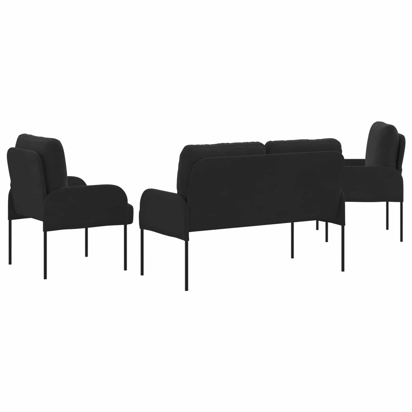 Set divani 3 pcs Nero 115 x 56 x 80 cm Legno compensato | homemem39