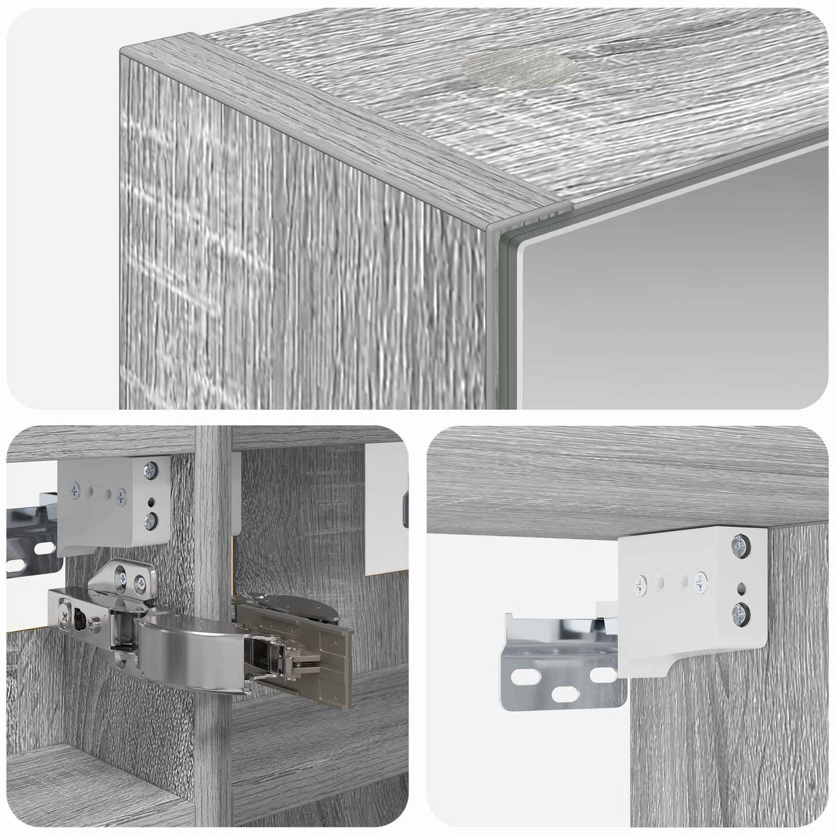 Mobiletto per specchio da bagno Grigio Sonoma 30 x 10,5 x 50 cm | homemem39