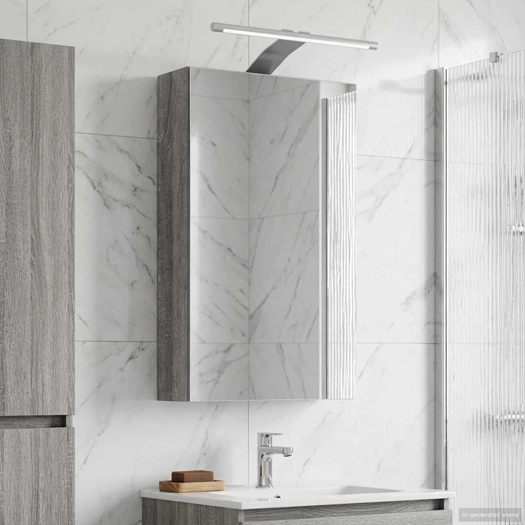 Mobiletto per specchio da bagno Grigio Sonoma 30 x 10,5 x 50 cm