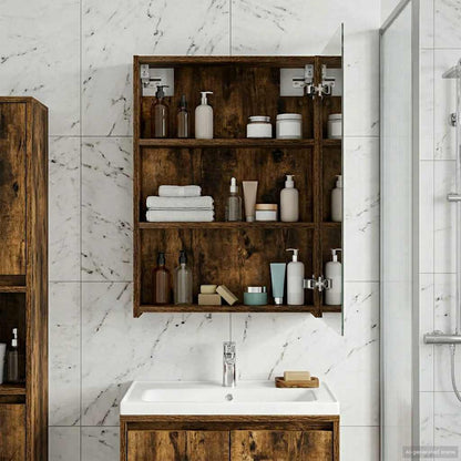 Mobiletto per specchio da bagno Rovere fumé 50 x 14,5 x 70 cm | homemem39