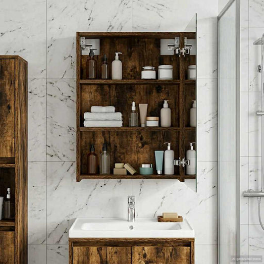 Mobiletto per specchio da bagno Rovere fumé 50 x 14,5 x 70 cm | homemem39