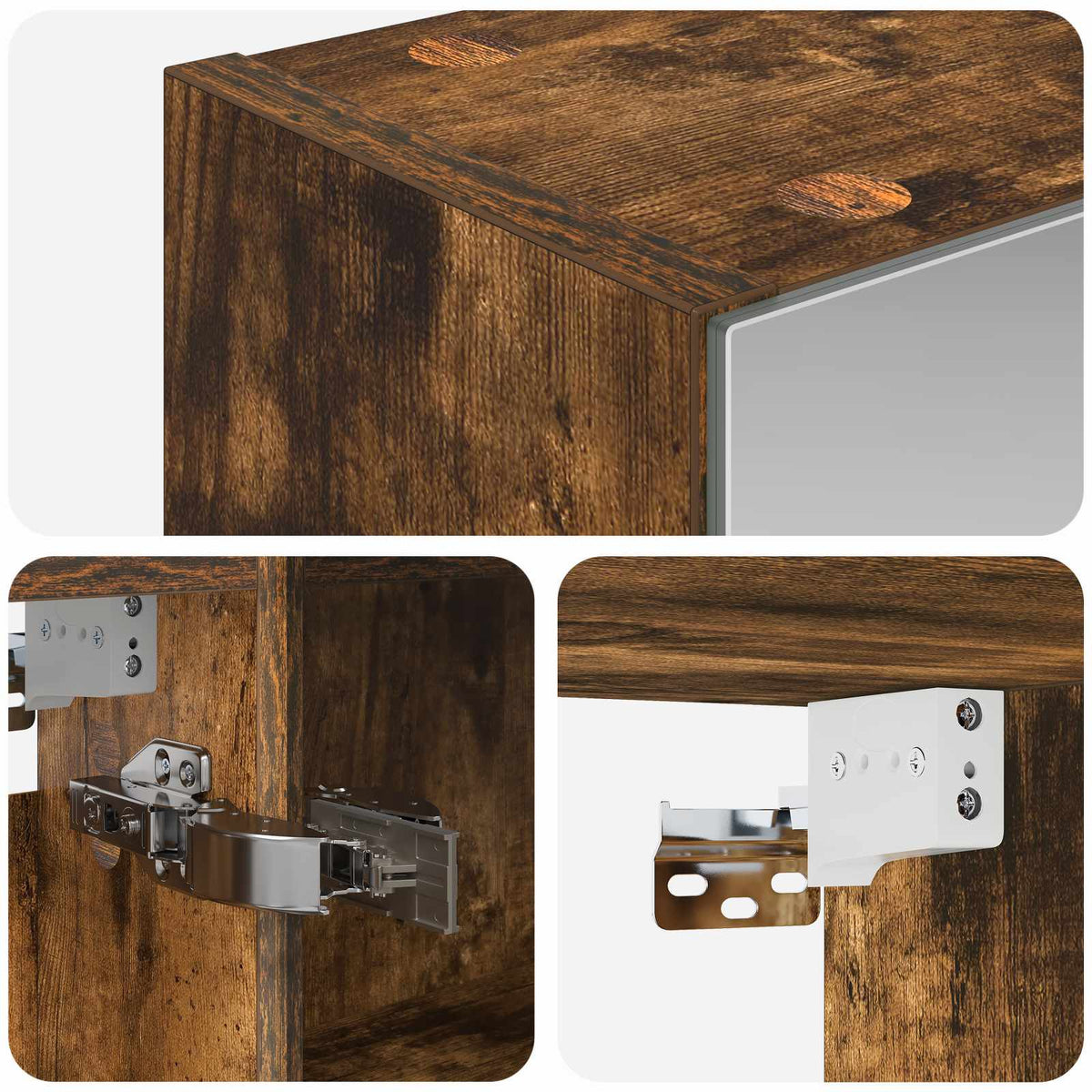 Mobiletto per specchio da bagno Rovere fumé 50 x 14,5 x 70 cm | homemem39