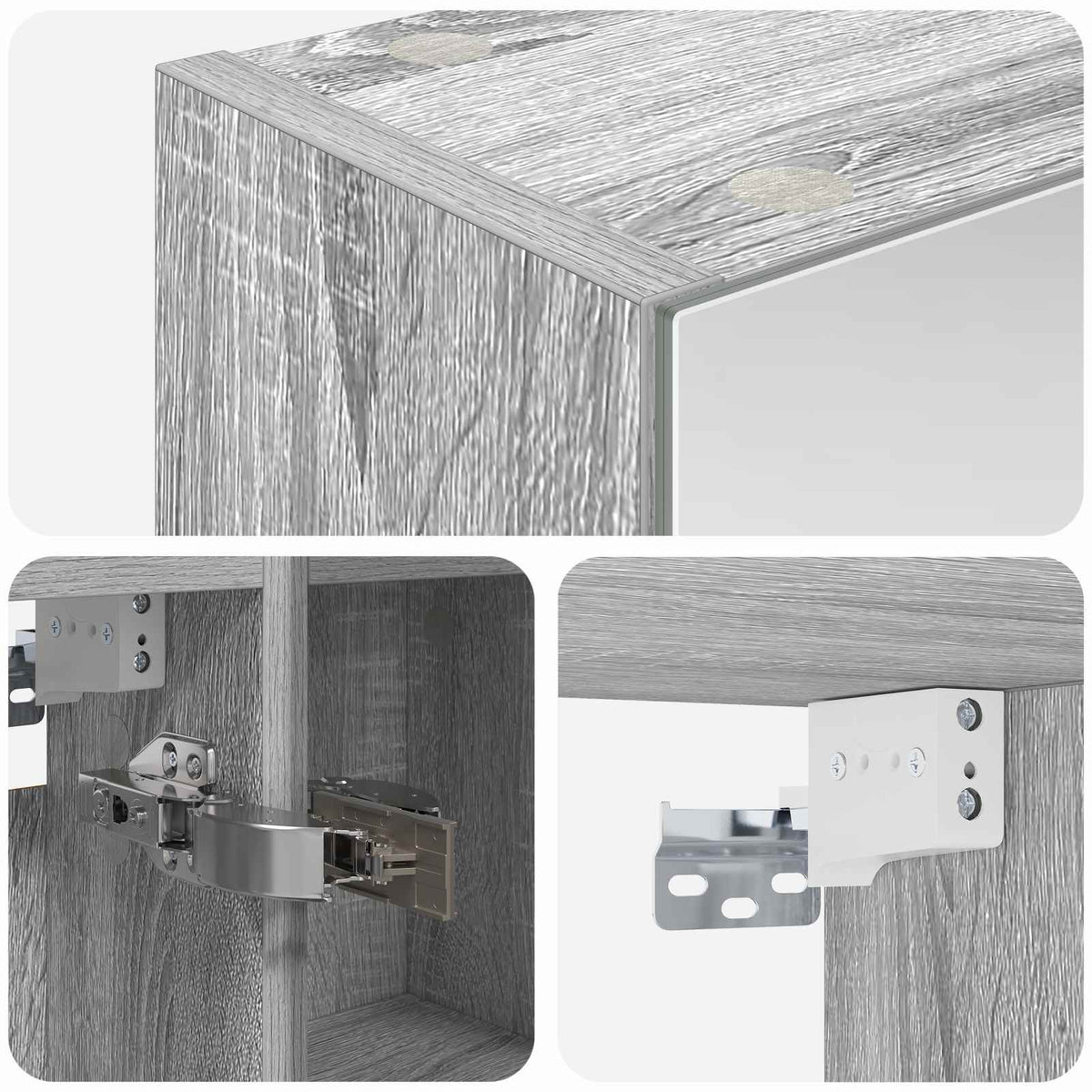 Mobiletto per specchio da bagno Grigio Sonoma 60 x 14,5 x 70 cm | homemem39