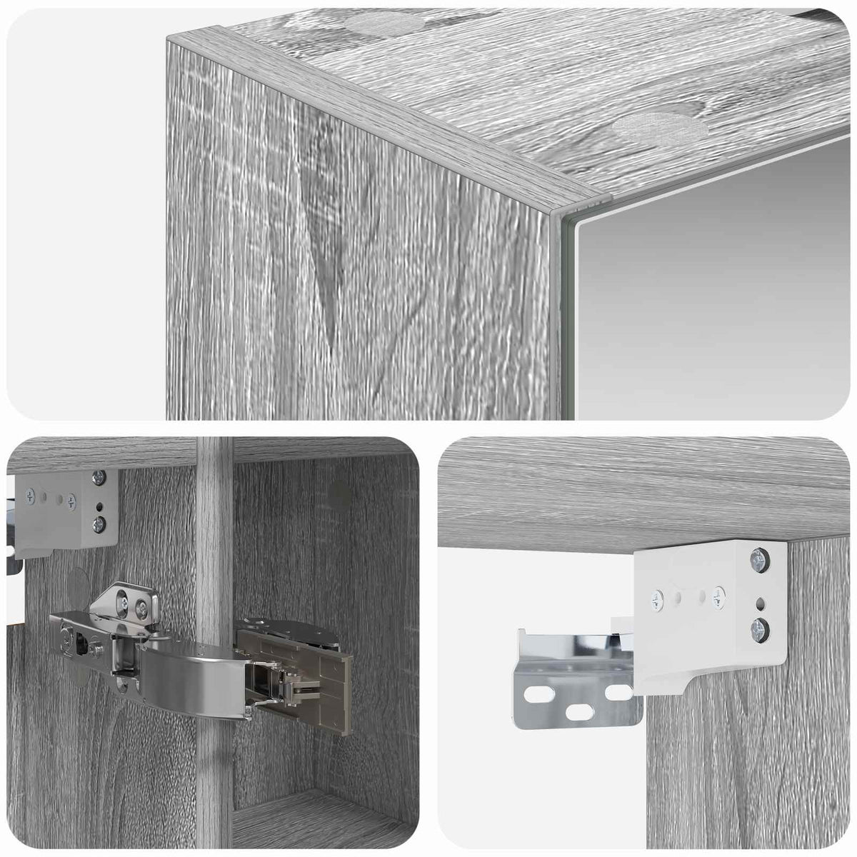 Mobiletto per specchio da bagno Grigio Sonoma 60 x 14,5 x 70 cm | homemem39