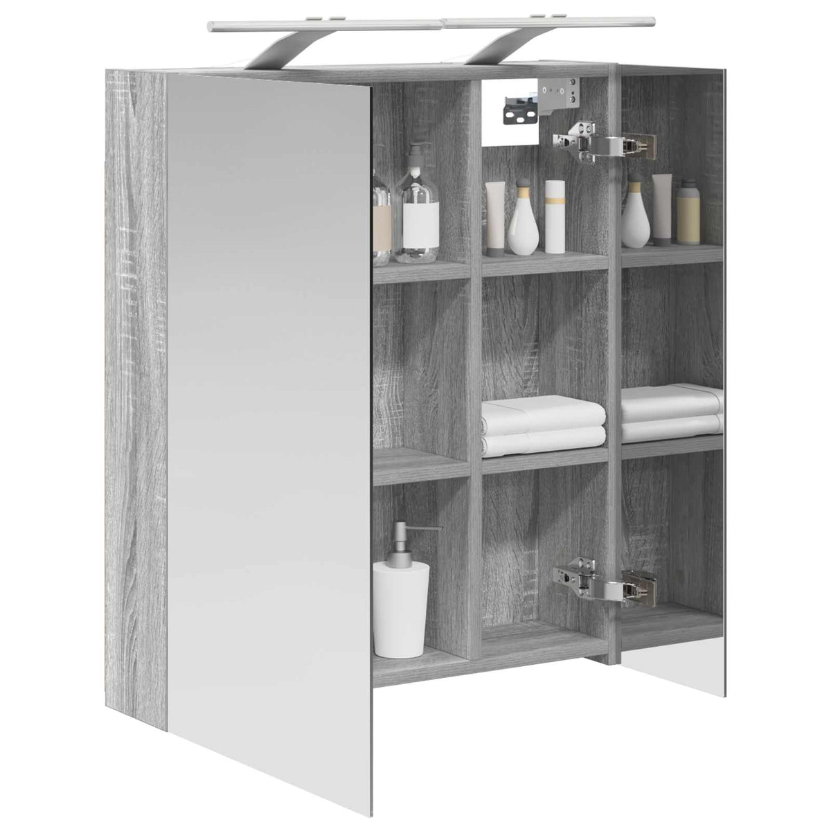 Mobiletto per specchio da bagno Grigio Sonoma 60 x 14,5 x 70 cm | homemem39