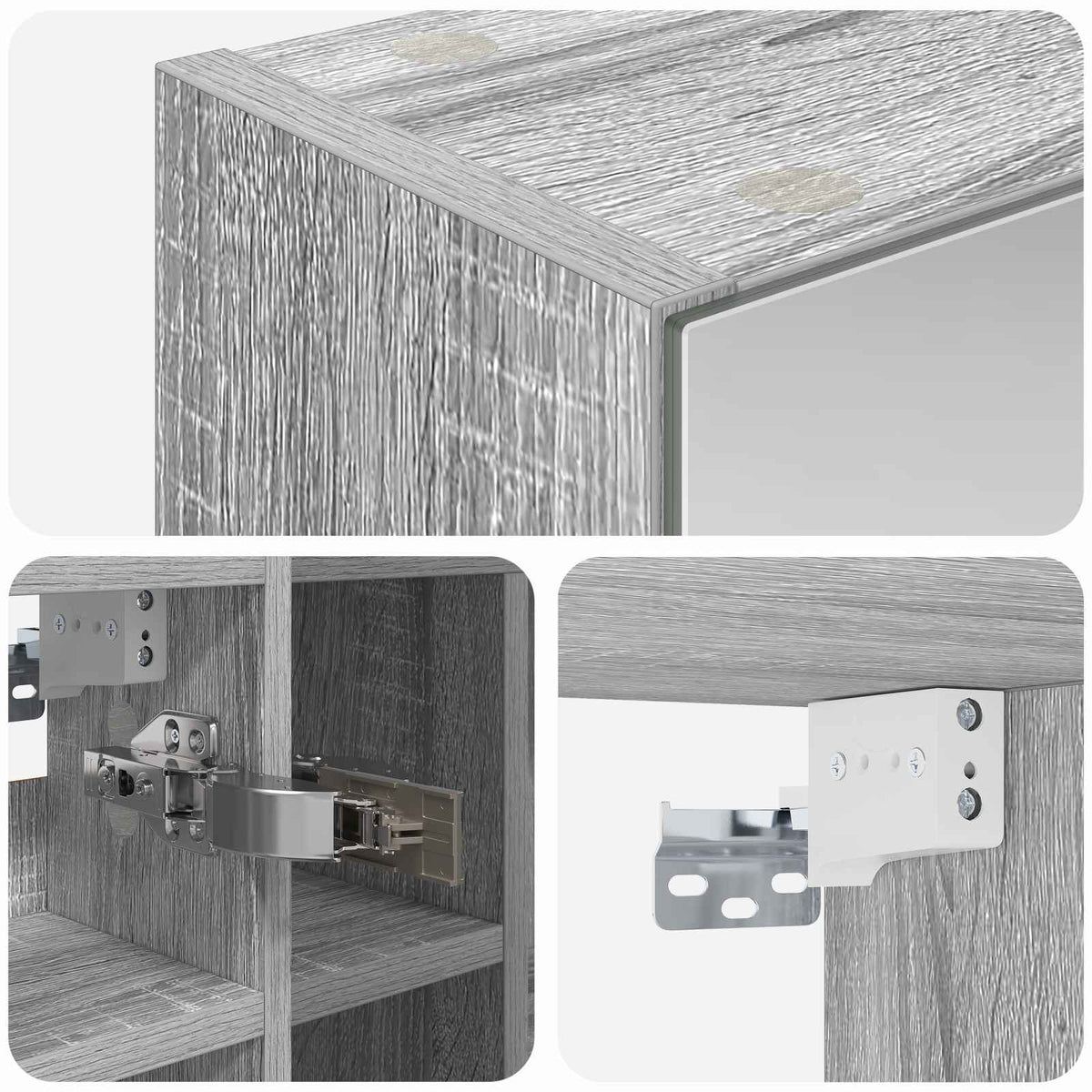 Mobiletto per specchio da bagno Grigio Sonoma 60 x 14,5 x 50 cm | homemem39