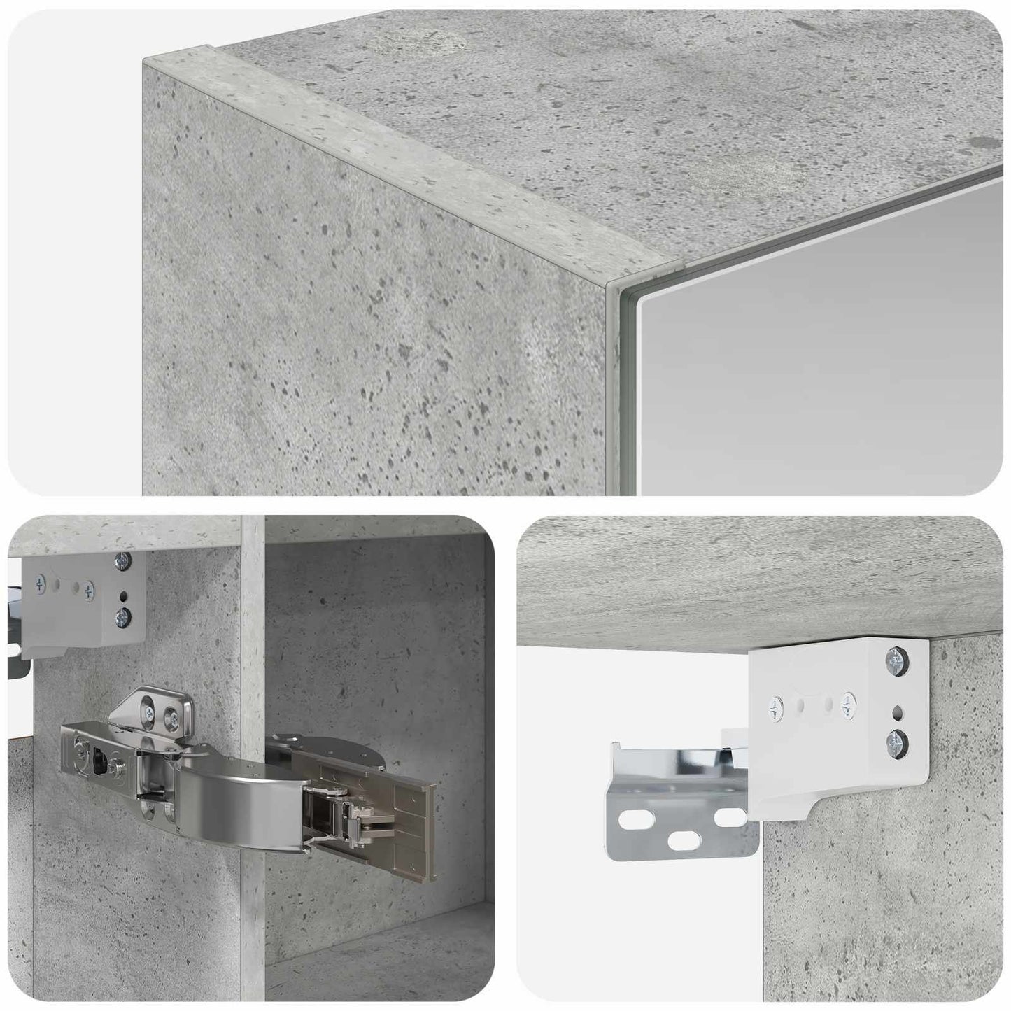 Mobiletto per specchio da bagno con lo scaffale Grigio cemento | homemem39