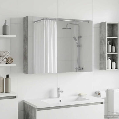 Mobiletto per specchio da bagno con lo scaffale Grigio cemento | homemem39