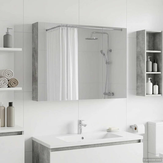 Mobiletto per specchio da bagno con lo scaffale Grigio cemento | homemem39