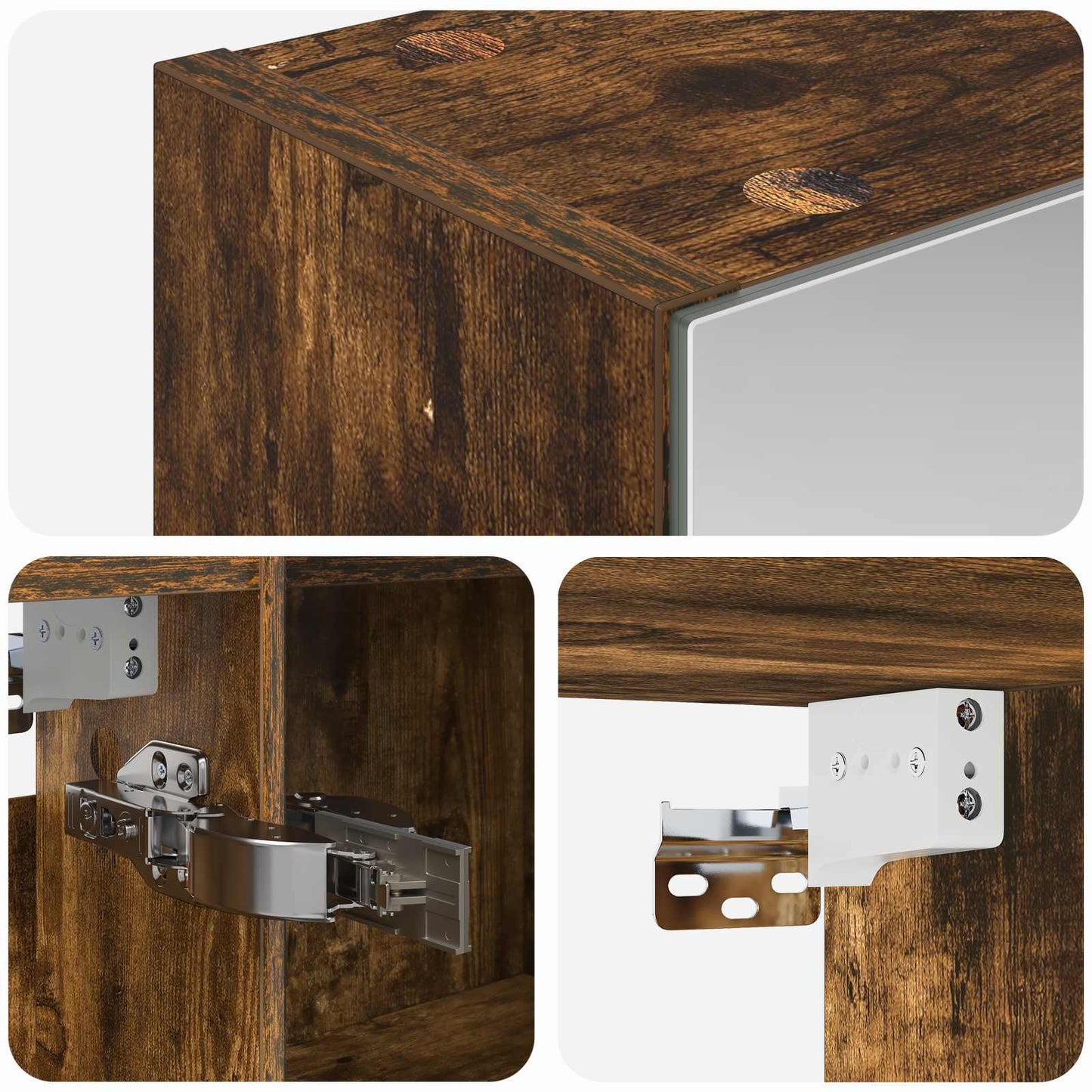 Mobiletto per specchio da bagno Rovere fumé 100 x 14,5 x 70 cm | homemem39