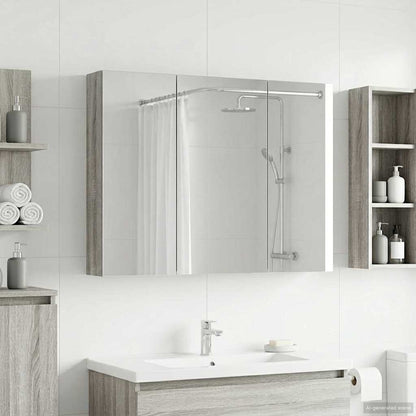 Mobiletto per specchio da bagno con lo scaffale Grigio Sonoma | homemem39