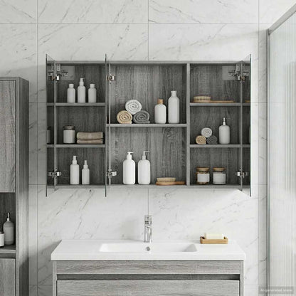 Mobiletto per specchio da bagno con lo scaffale Grigio Sonoma | homemem39