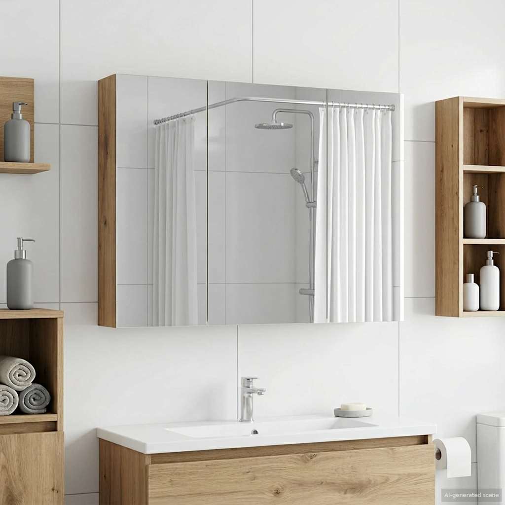 Mobiletto per specchio da bagno con porta Rovere Artigianale