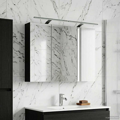 Mobiletto per specchio da bagno Rovere Nero 100 x 14,5 x 70 cm