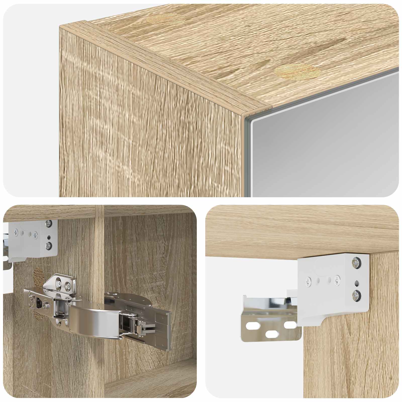Mobiletto per specchio da bagno con lo scaffale Rovere Sonoma | homemem39
