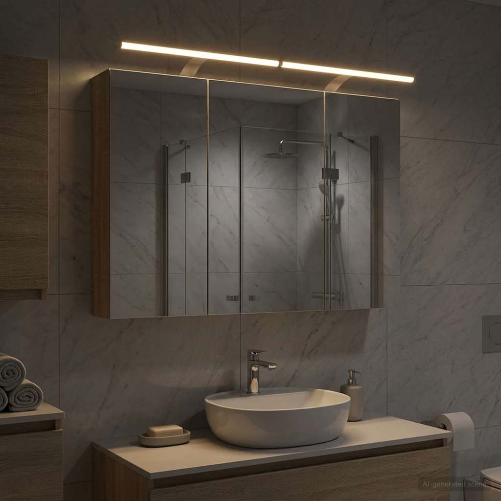 Mobiletto per specchio da bagno con lo scaffale Rovere Sonoma