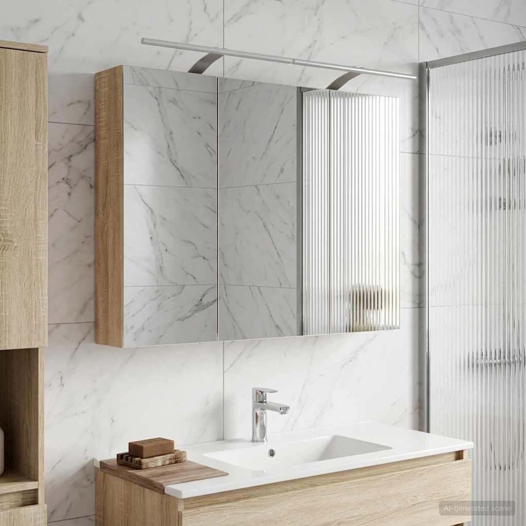 Mobiletto per specchio da bagno con lo scaffale Rovere Sonoma | homemem39