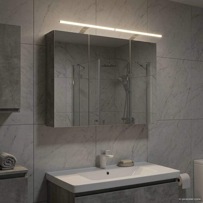 Mobiletto per specchio da bagno con lo scaffale Grigio cemento