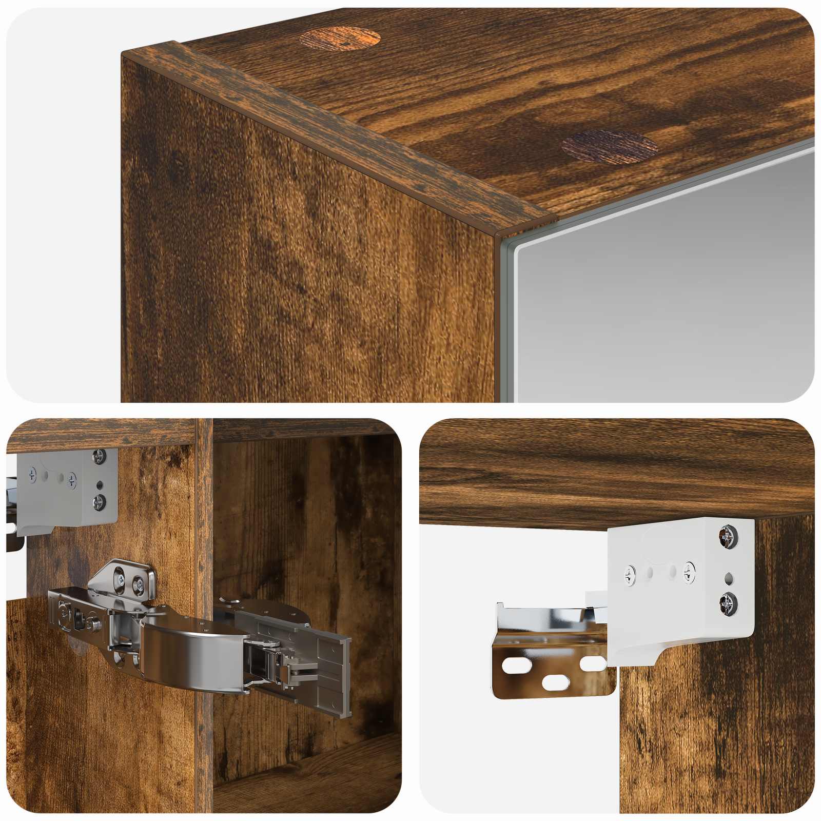 Mobiletto per specchio da bagno Rovere fumé 100 x 14,5 x 70 cm | homemem39