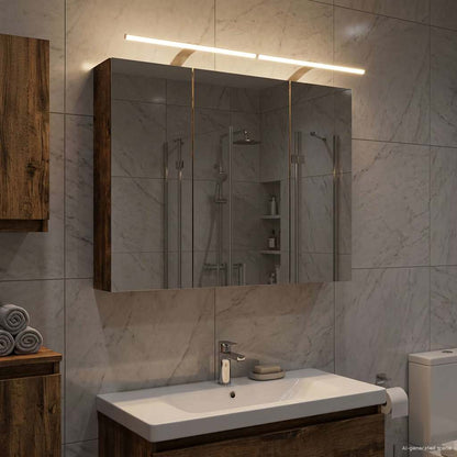 Mobiletto per specchio da bagno Rovere fumé 100 x 14,5 x 70 cm