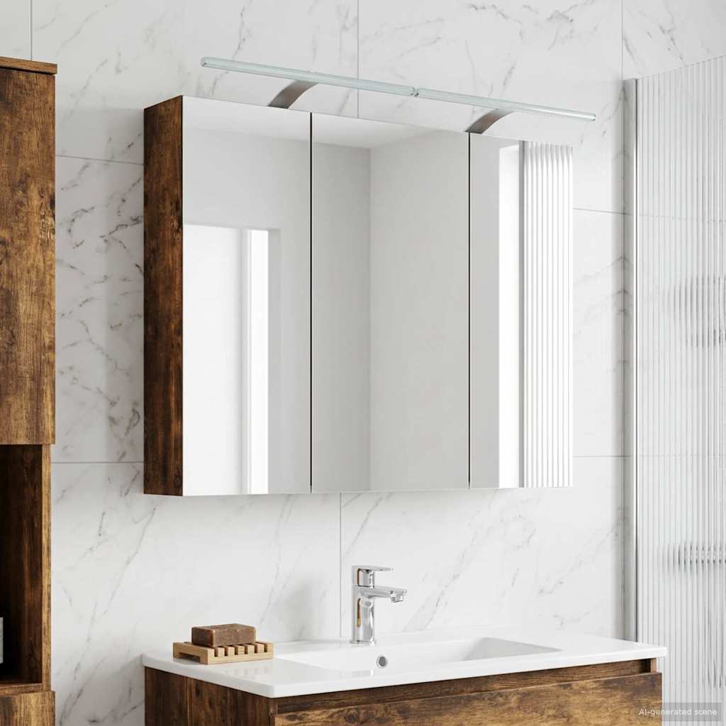 Mobiletto per specchio da bagno Rovere fumé 100 x 14,5 x 70 cm | homemem39