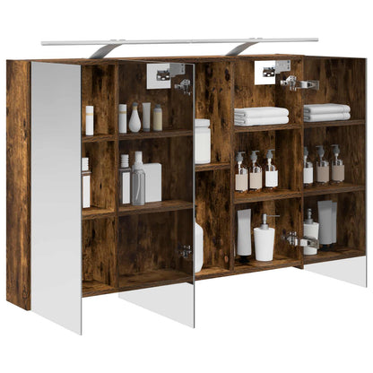 Mobiletto per specchio da bagno Rovere fumé 100 x 14,5 x 70 cm