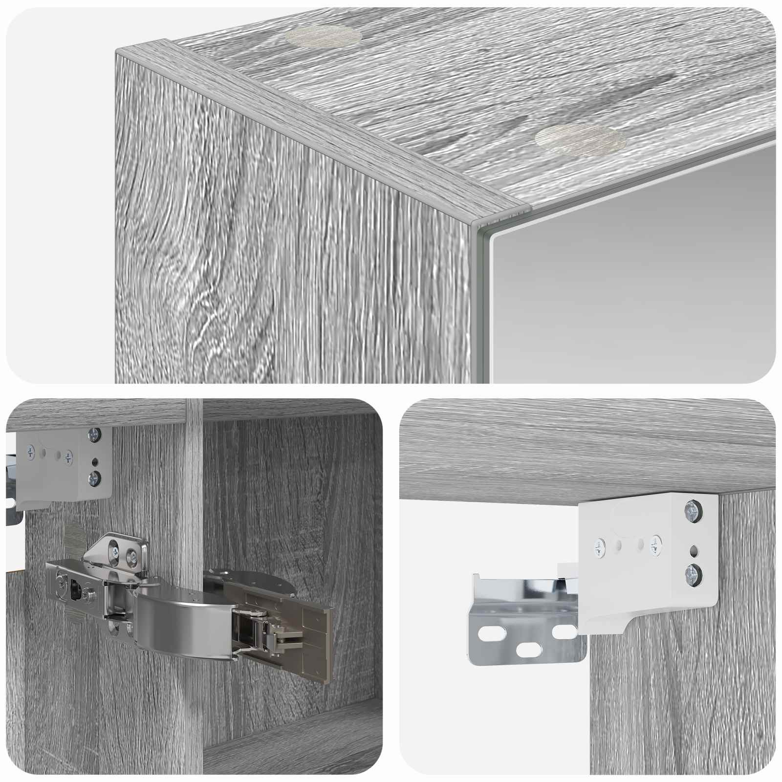 Mobiletto per specchio da bagno con lo scaffale Grigio Sonoma | homemem39