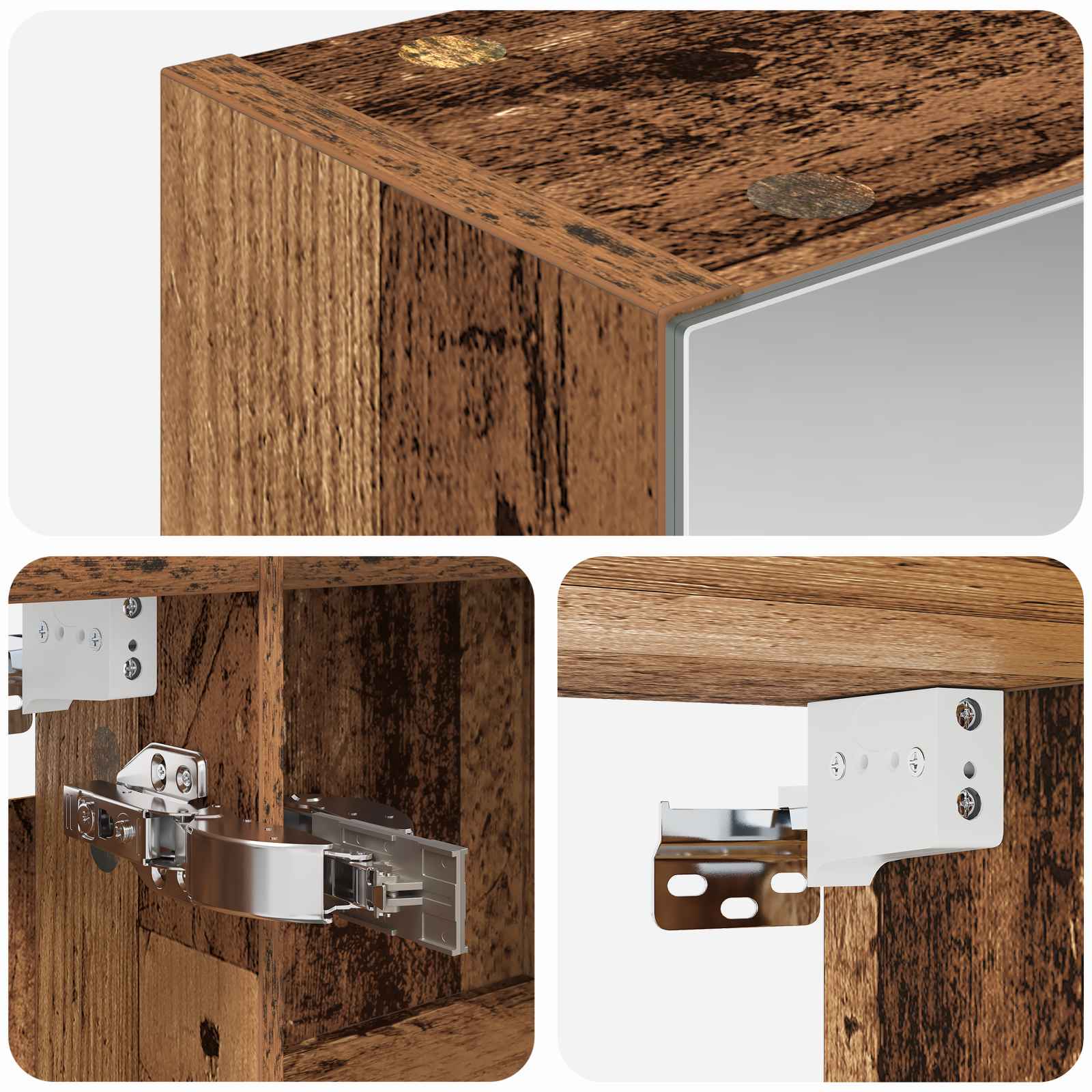 Mobiletto per specchio da bagno con lo scaffale Legno vecchio | homemem39