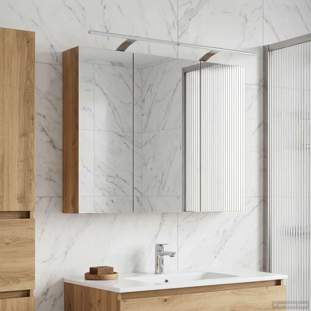 Mobiletto per specchio da bagno con porta Rovere Artigianale | homemem39