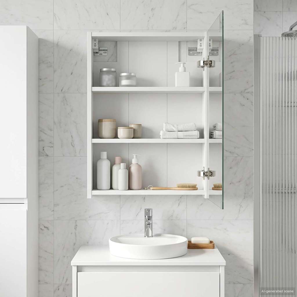 Mobiletto per specchio da bagno Bianco 43 x 16 x 62.5 cm | homemem39