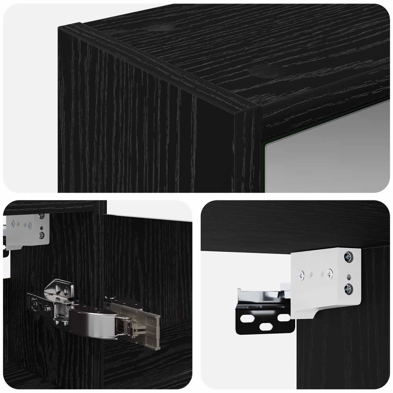 Mobiletto per specchio da bagno Rovere Nero 43 x 16 x 62.5 cm | homemem39