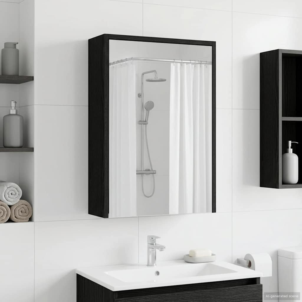 Mobiletto per specchio da bagno Rovere Nero 43 x 16 x 62.5 cm | homemem39
