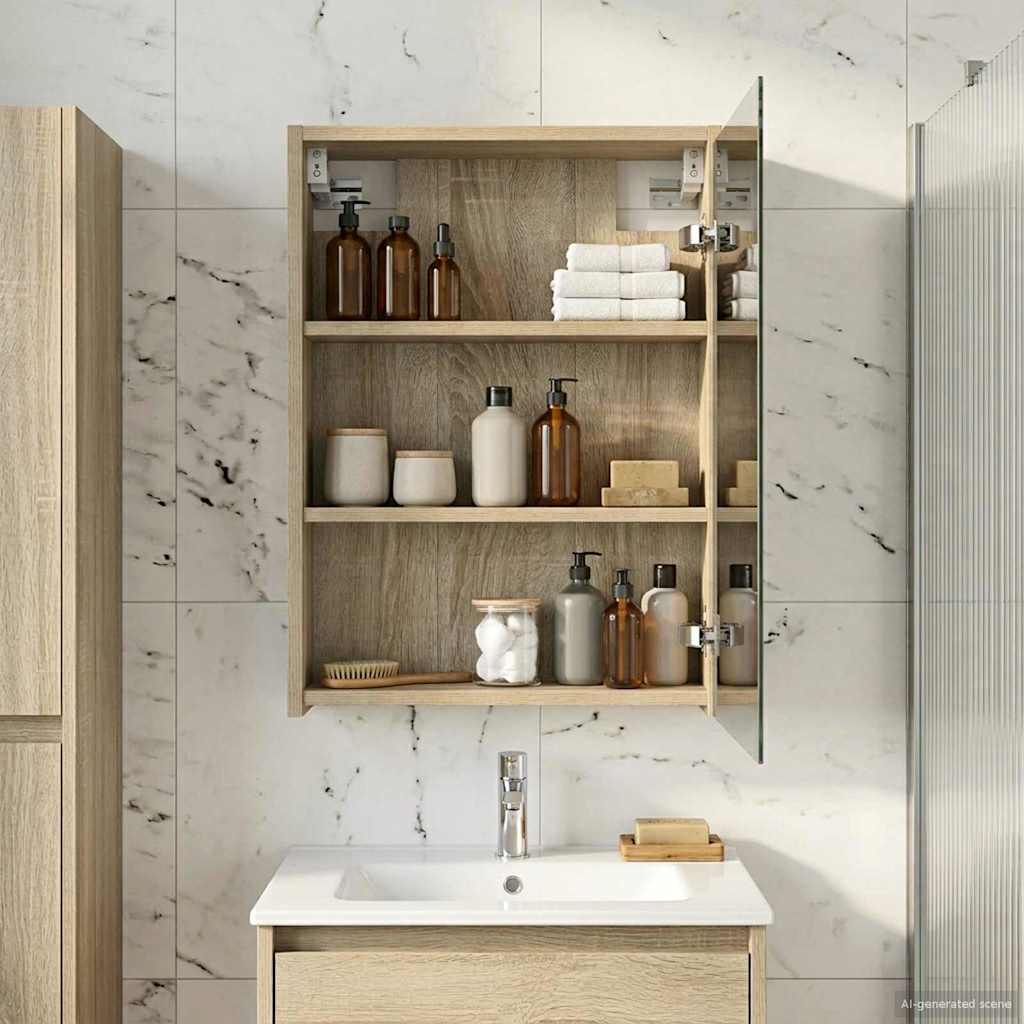 Mobiletto per specchio da bagno Rovere Sonoma 43 x 16 x 62.5 cm | homemem39