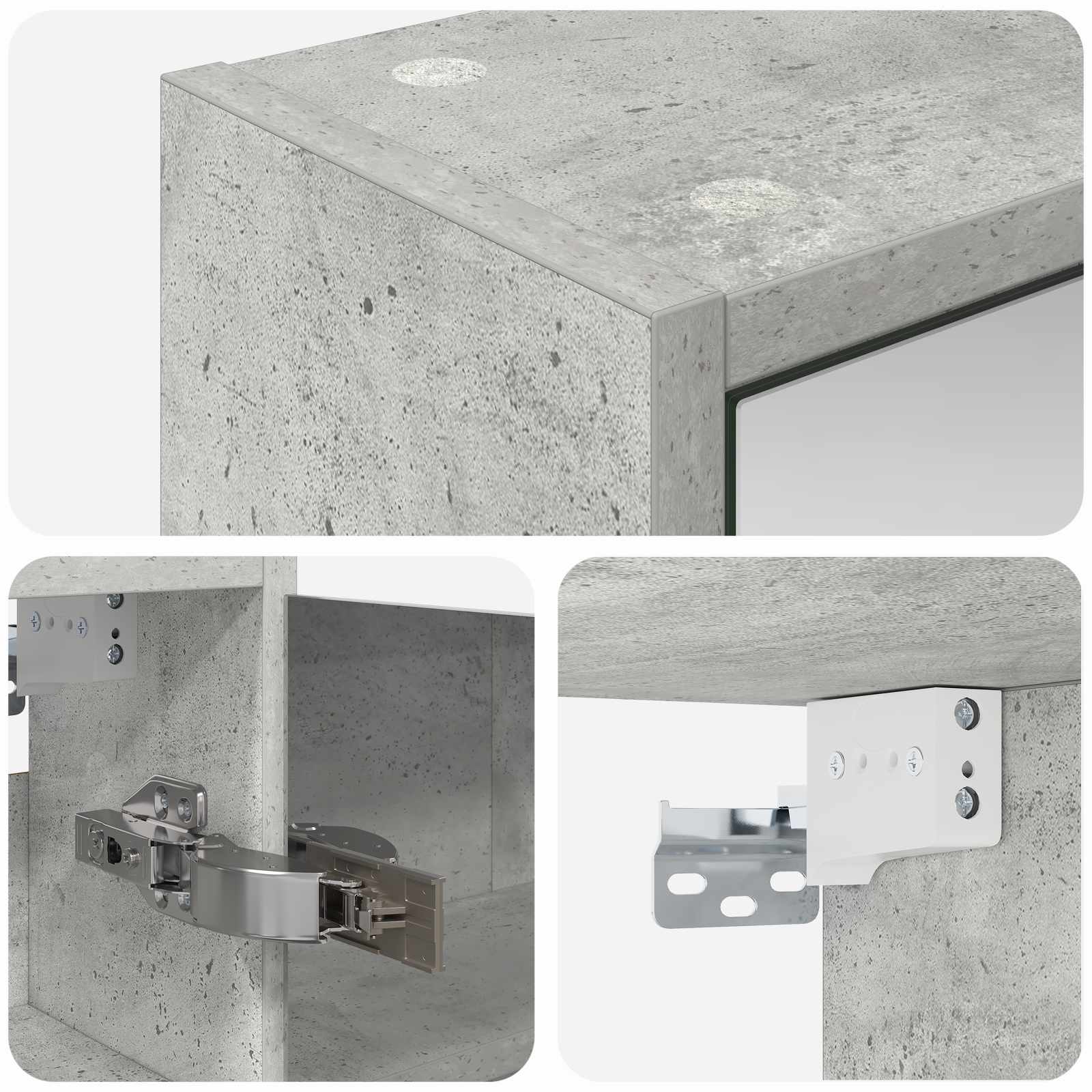 Mobiletto per specchio da bagno con lo scaffale Grigio cemento | homemem39