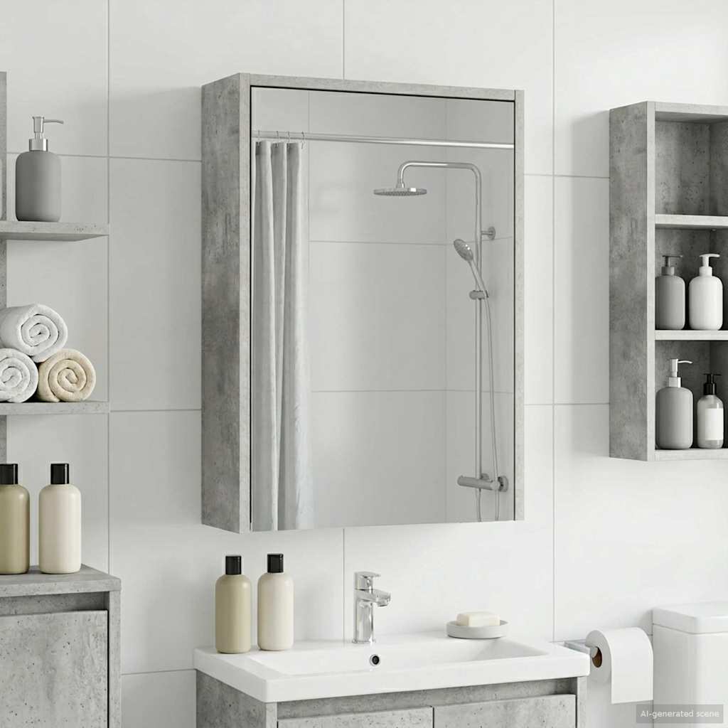Mobiletto per specchio da bagno con lo scaffale Grigio cemento