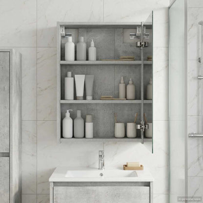 Mobiletto per specchio da bagno con lo scaffale Grigio cemento | homemem39