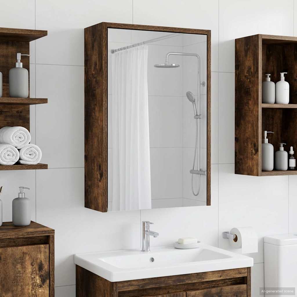 Mobiletto per specchio da bagno Rovere fumé 43 x 16 x 62.5 cm | homemem39