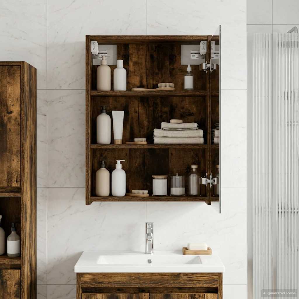 Mobiletto per specchio da bagno Rovere fumé 43 x 16 x 62.5 cm | homemem39