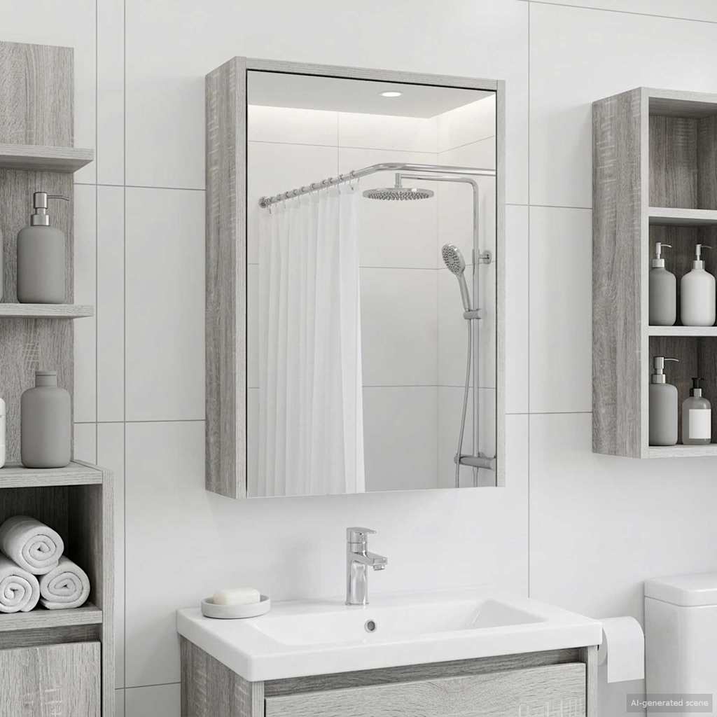 Mobiletto per specchio da bagno Grigio Sonoma 43 x 16 x 62.5 cm | homemem39