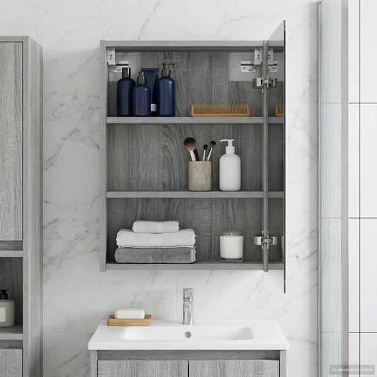 Mobiletto per specchio da bagno Grigio Sonoma 43 x 16 x 62.5 cm | homemem39