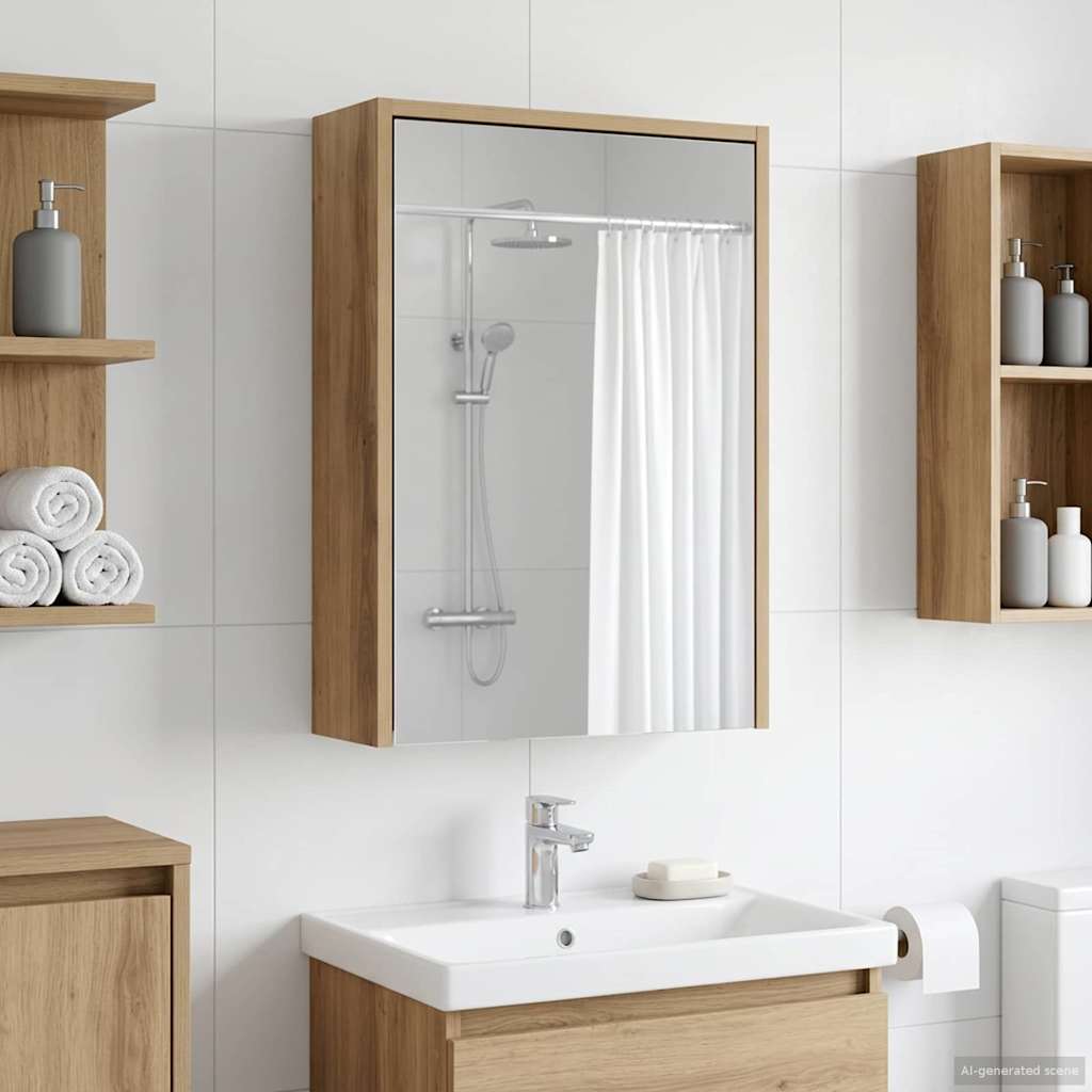 Mobiletto per specchio da bagno con porta Rovere Artigianale | homemem39
